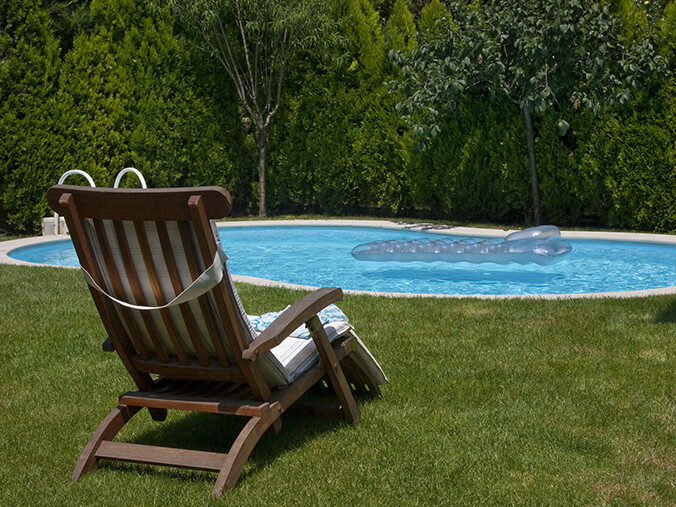 lawn chair by pool