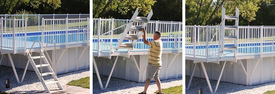 swing up safety pool ladder