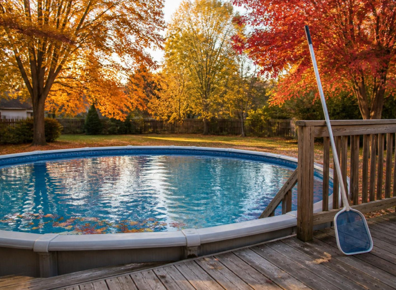 leaves out of an above ground pool